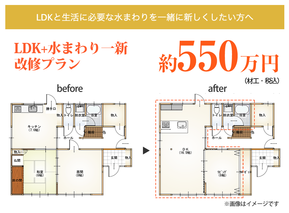 LDK＋水まわり一新改修プラン