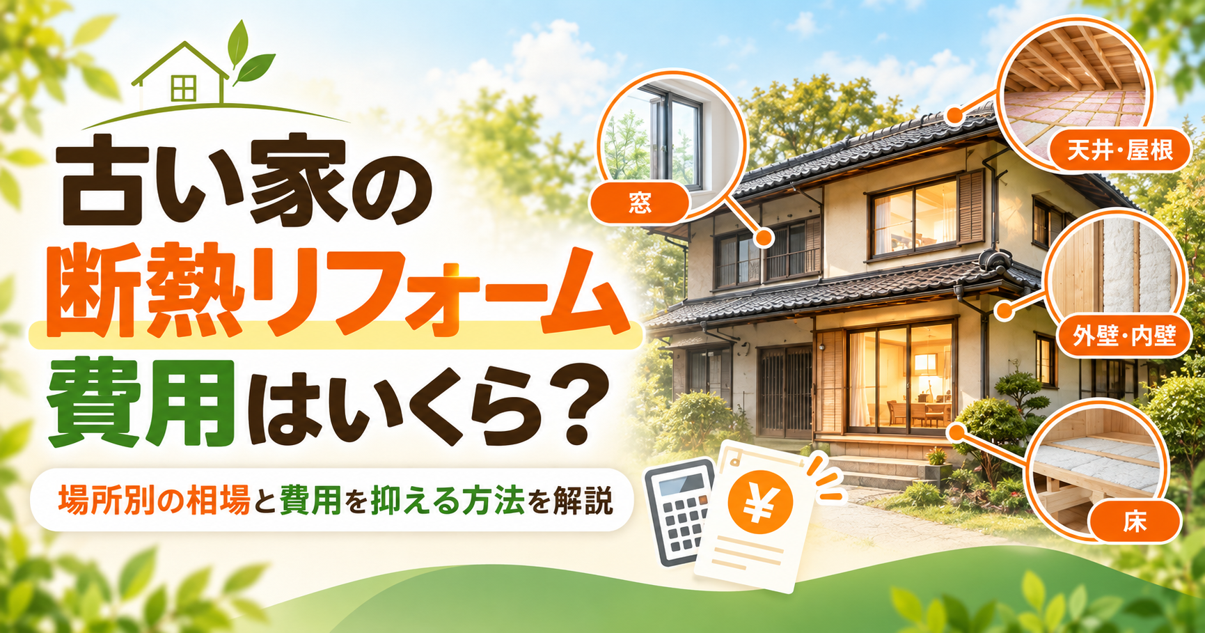 古い家の断熱リフォーム費用はいくら？場所別の相場と費用を抑える方法を解説